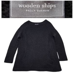 Wooden Ships Paola Buendia Tunic Sweater Black Oversized XS Mohair Wool Blend